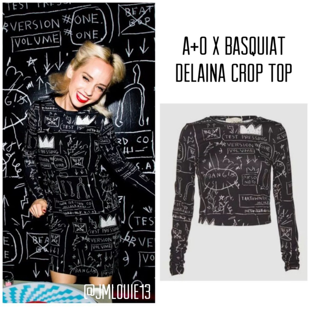 🎀SOLD🎀Alice + Olivia x Basquiat Graffiti Delaina Crop Top - Picture 1 of 9
